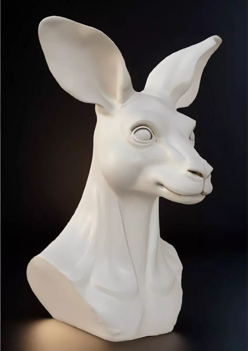 Kangaroo Head Bust3D Model STLPrintable Australian Wildlife 3D print model
