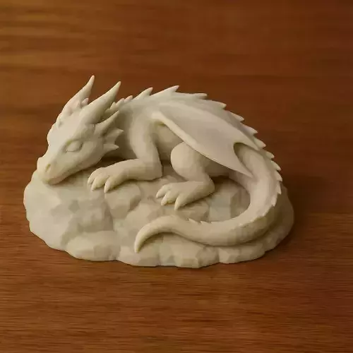 Sleeping Dragon On Rock