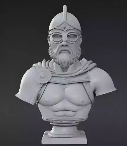 Medieval Warrior Bust 3D ModelSTL Printable Historical Sculpture