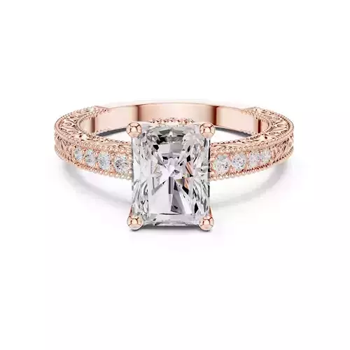 Radiant Cut Diamond Art Deco Vintage Ring 3DM STL Video