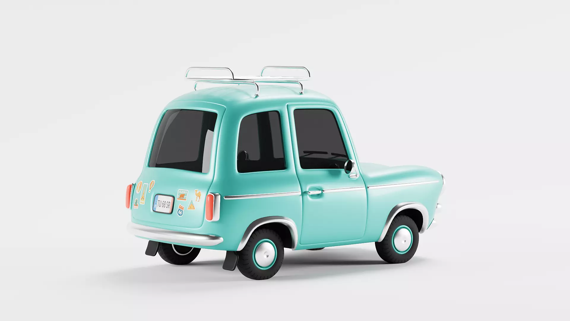 Stylized retro hatchback 3D model_5