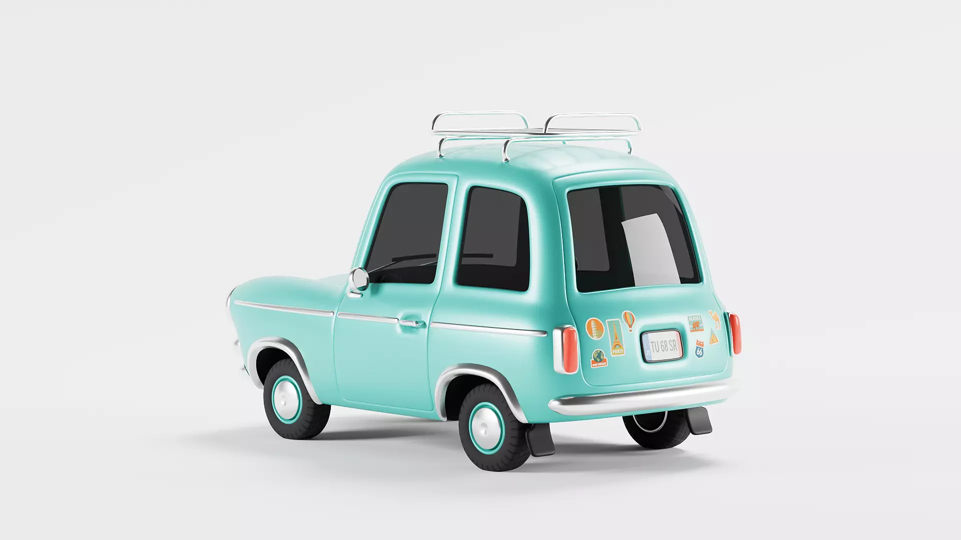 Stylized retro hatchback 3D model_3