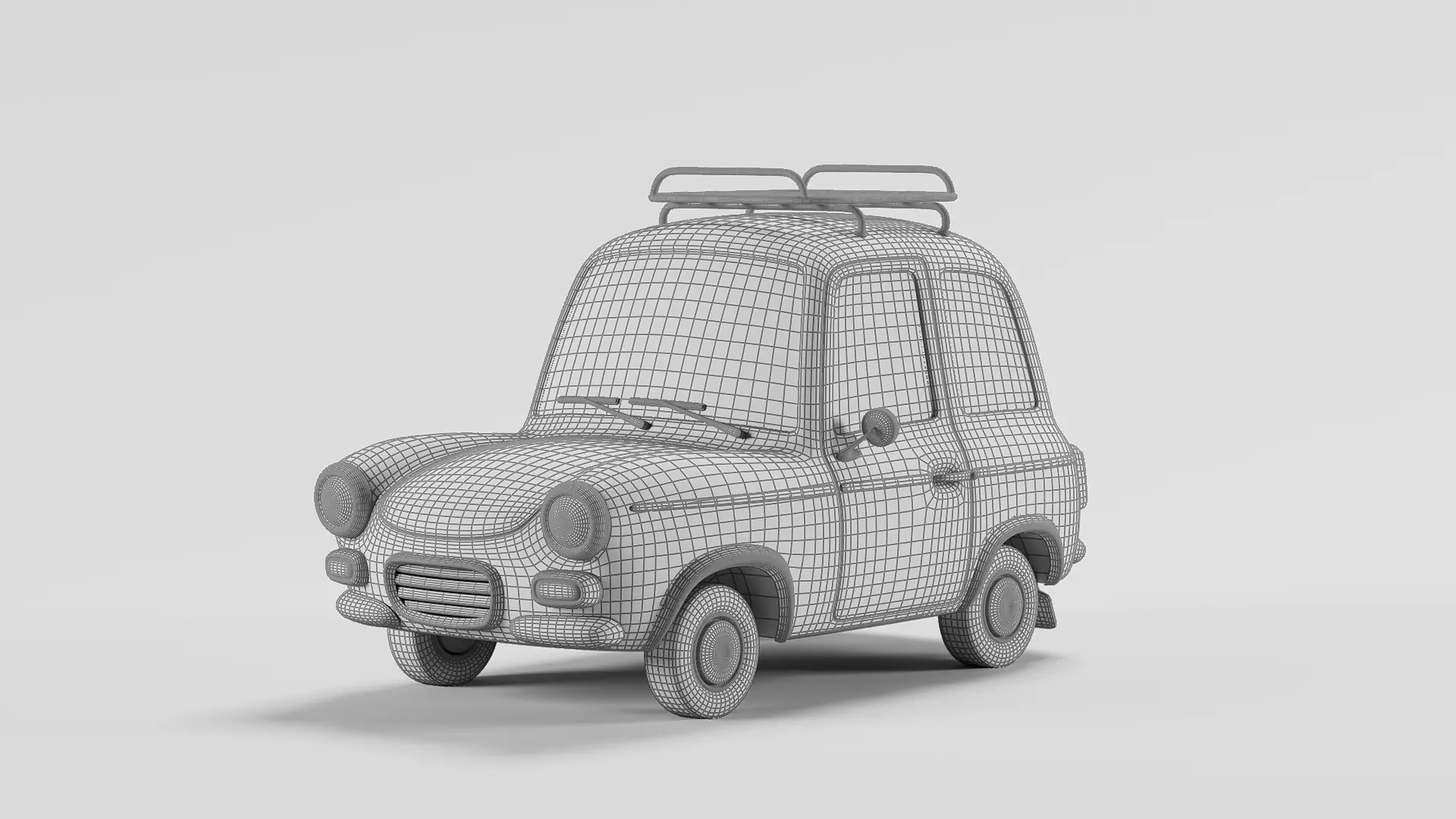 Stylized retro hatchback 3D model_7