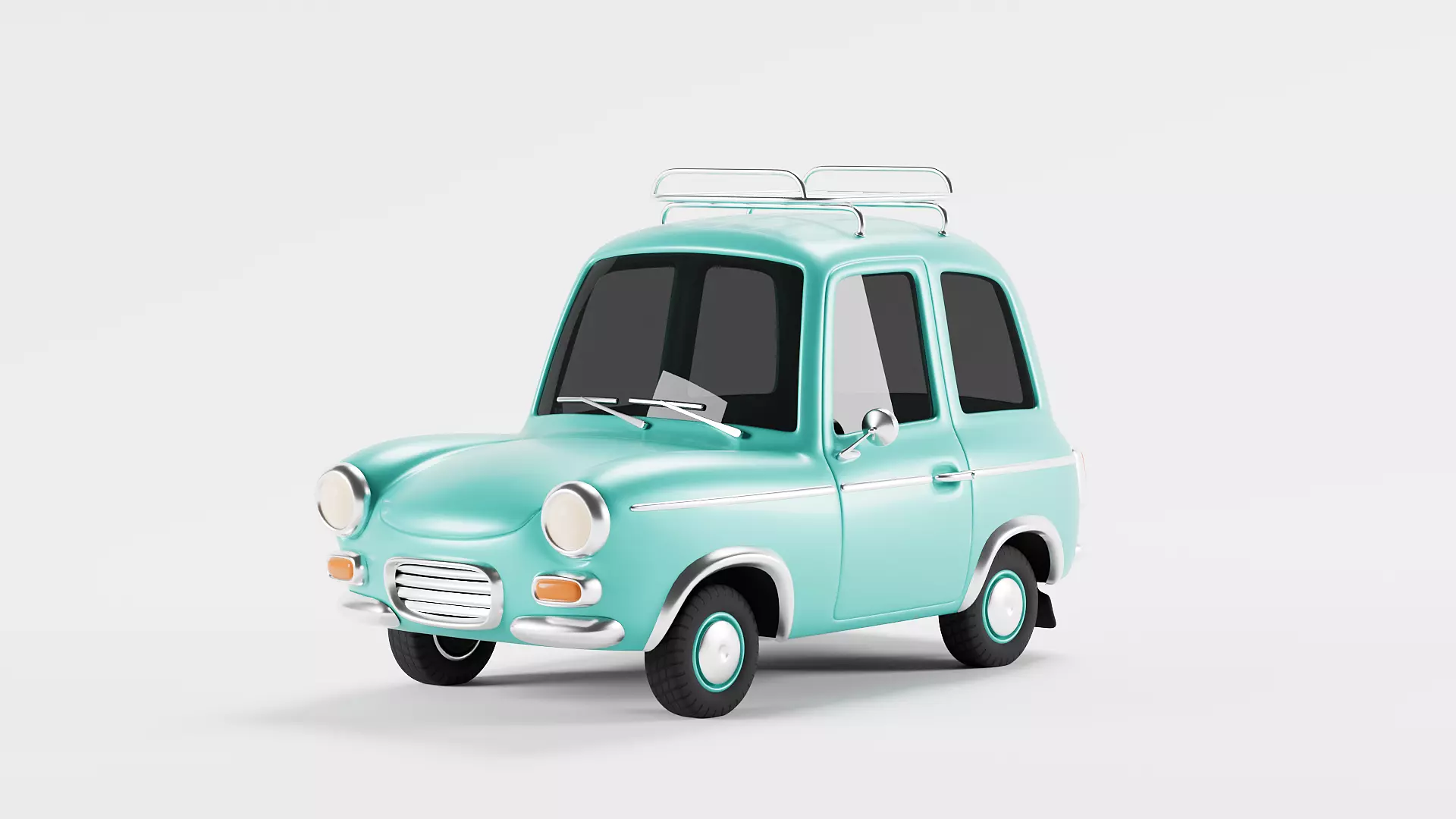 Stylized retro hatchback 3D model_0