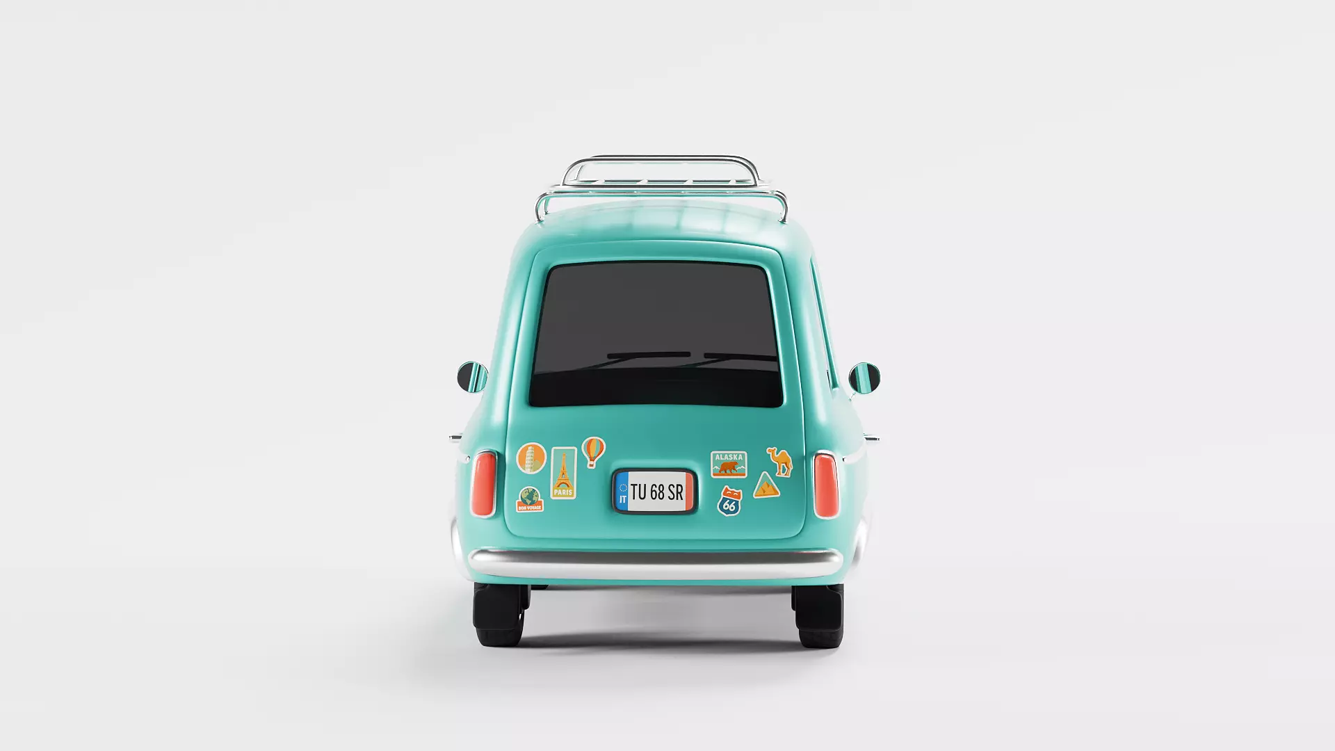 Stylized retro hatchback 3D model_4