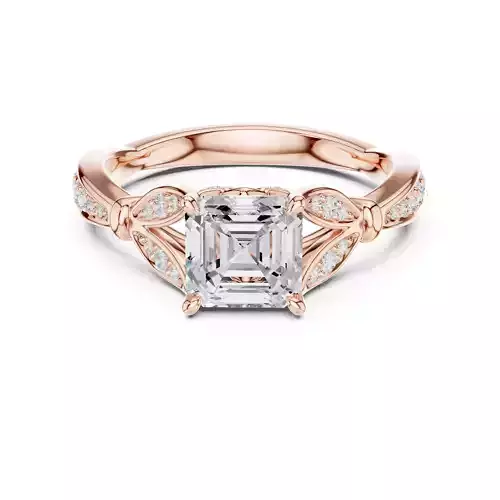 Asscher Cut Diamond Engagement Wedding Ring 3DM STL Video 3D print model