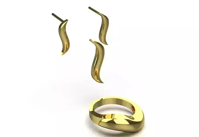 gold set earring pendant ring stl 3dm gs0013 3D print model