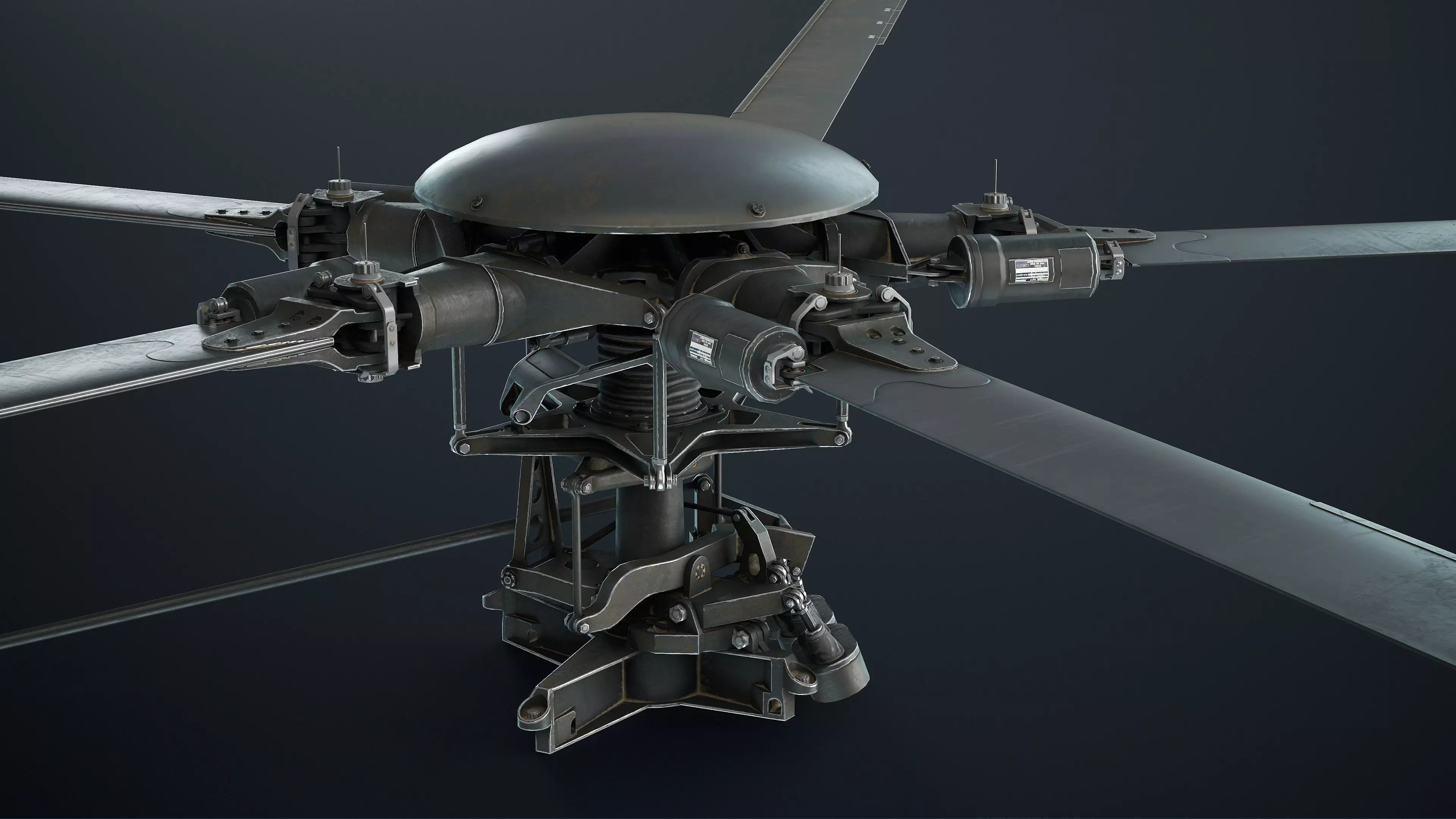 MH-6 Little Bird Rotors Low-Poly Low-poly 3D model_6