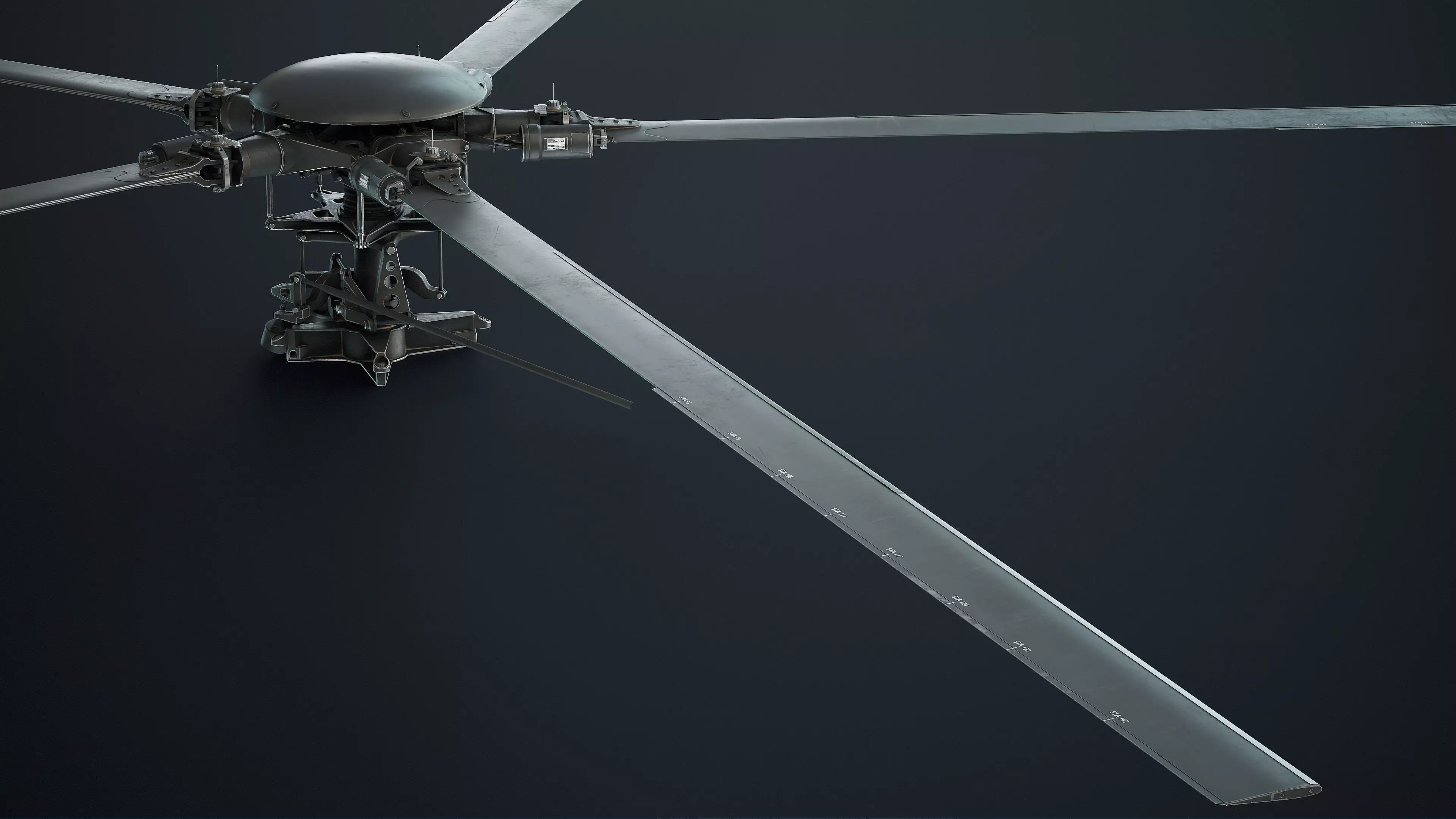 MH-6 Little Bird Rotors Low-Poly Low-poly 3D model_5