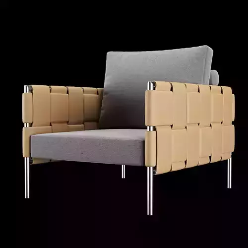 Modern Lounge Armchair - Contemporary Turi Ratio Accent Chair 3D model 2