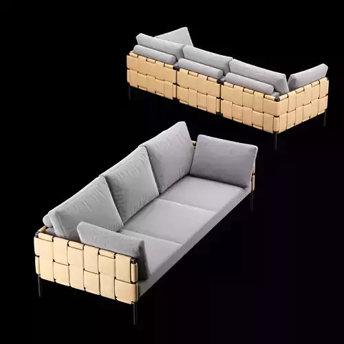 Modern Contemporary Sofa Turi Ratio Couch with Pillows 3D model