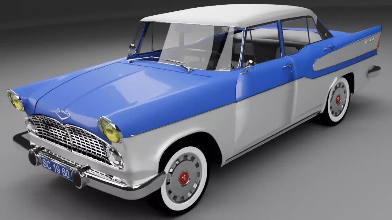 Simca Vedette Chambord V8-1960 3D model_9