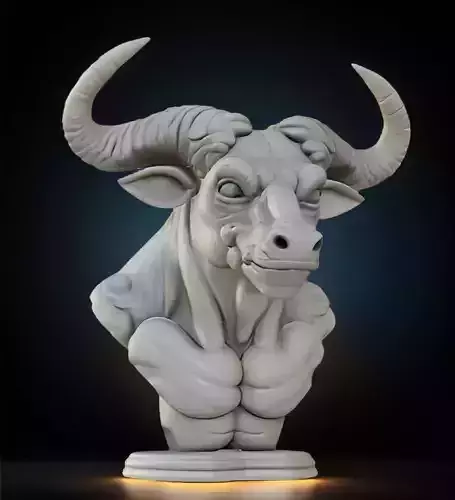 Minotaur Head Bust 3D Model STL Printable Mythological Sculpture