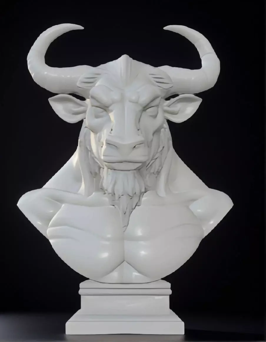 Minotaur Head Bust 3D Model STL Printable Mythological Sculpture 3D print model