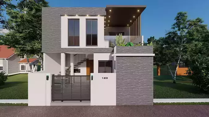 1100 sqft modern house 3D model