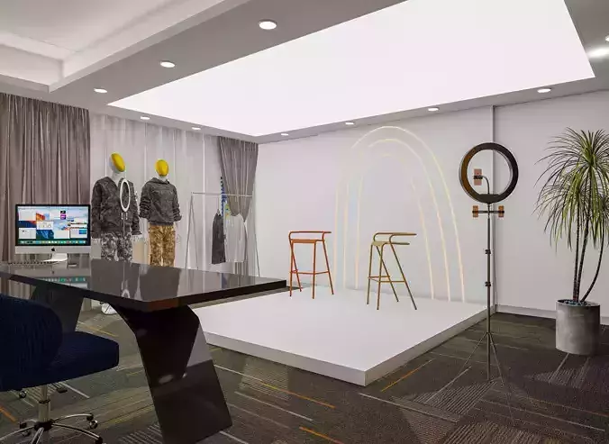 Modern live broadcast room for men clothing