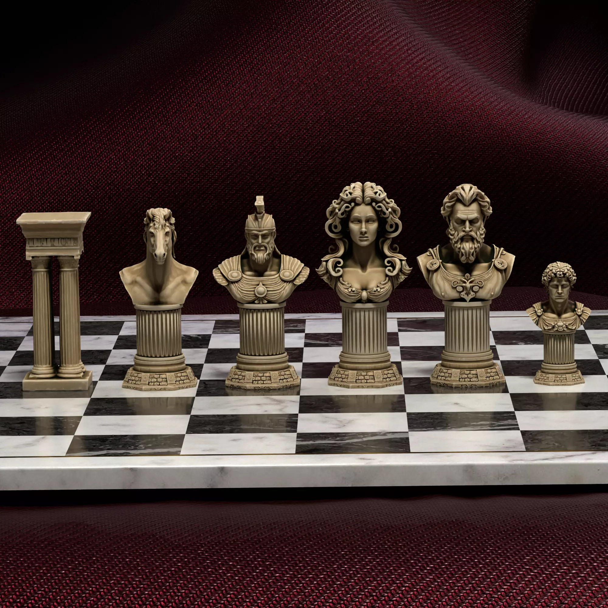 Greek Mythology Chess Set Poseidon Medusa Ares Hercules 3D print model_30