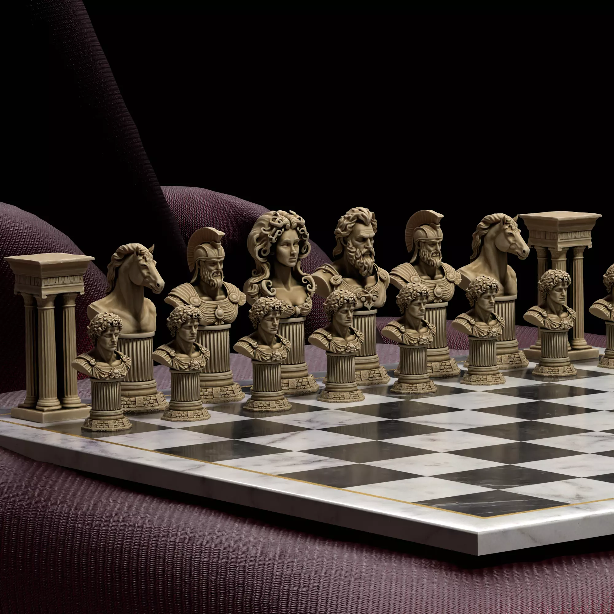 Greek Mythology Chess Set Poseidon Medusa Ares Hercules 3D print model_18