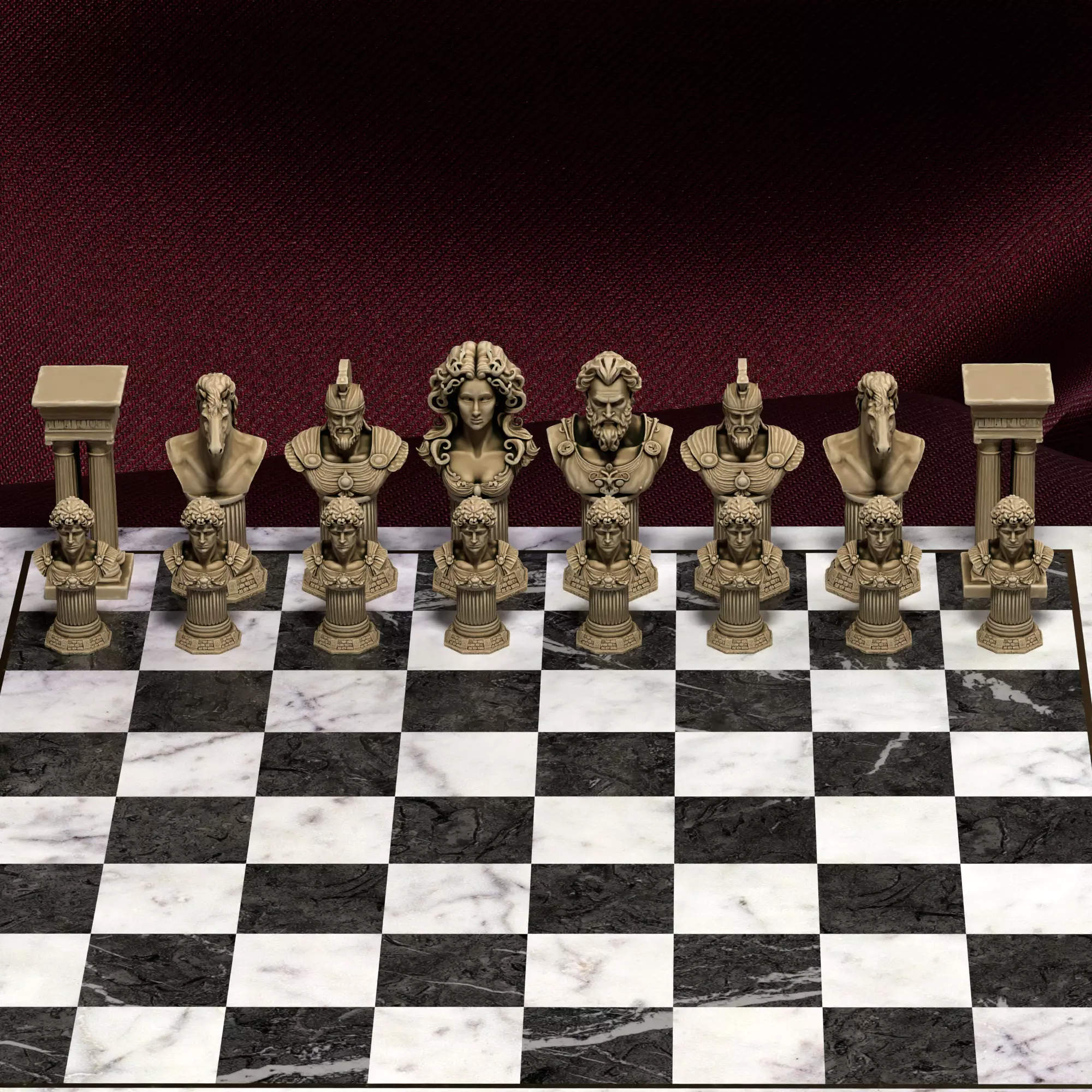 Greek Mythology Chess Set Poseidon Medusa Ares Hercules 3D print model_13