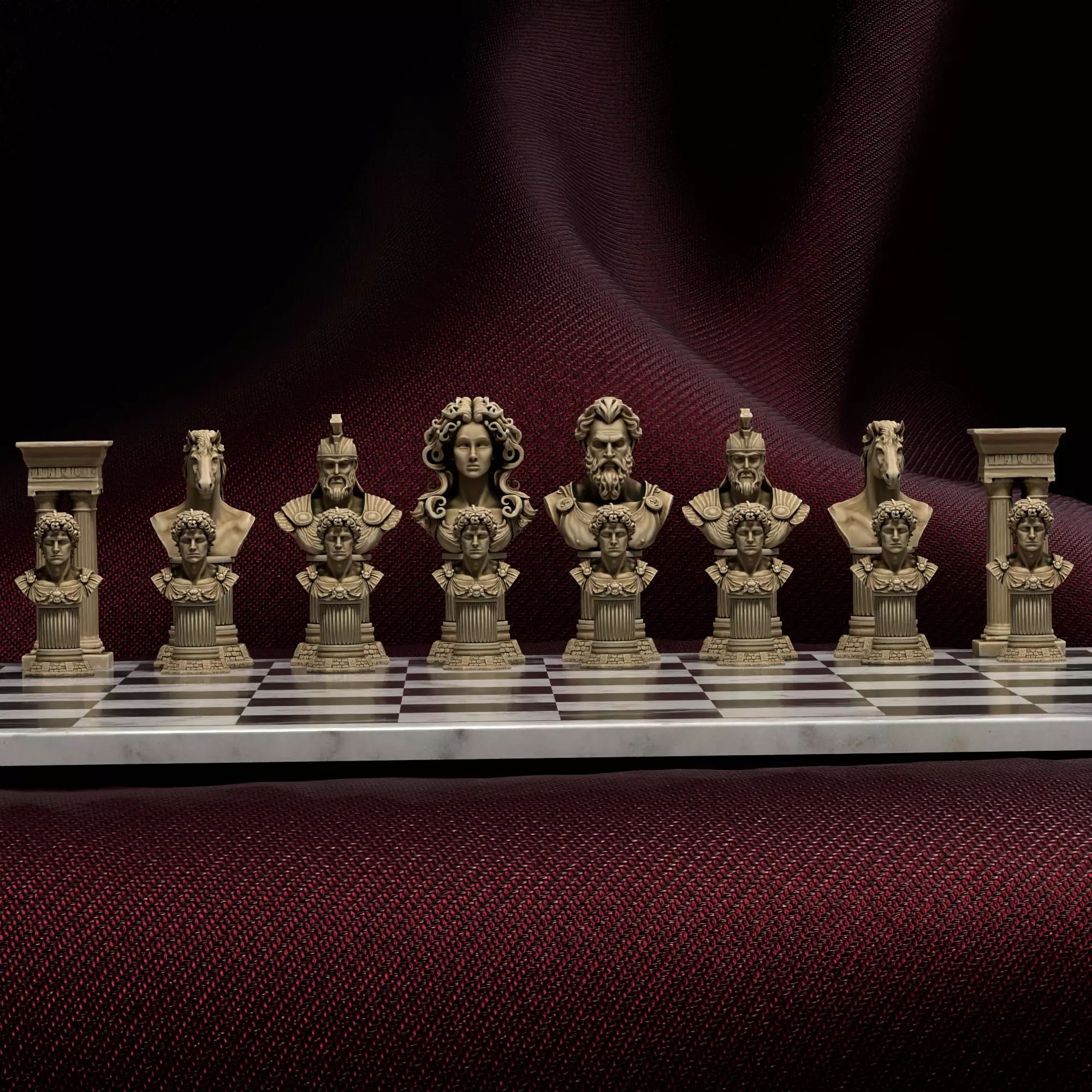 Greek Mythology Chess Set Poseidon Medusa Ares Hercules 3D print model_22
