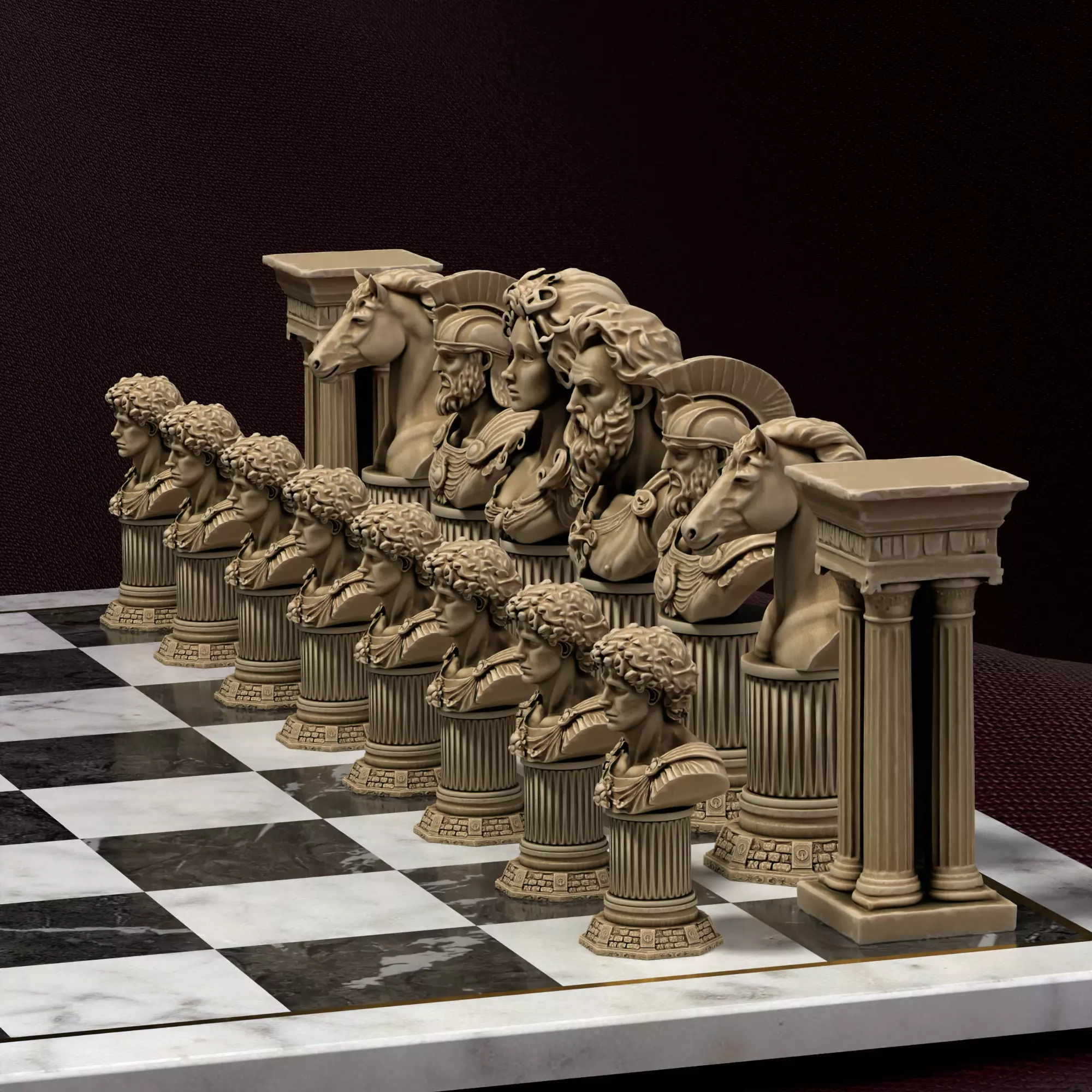 Greek Mythology Chess Set Poseidon Medusa Ares Hercules 3D print model_2