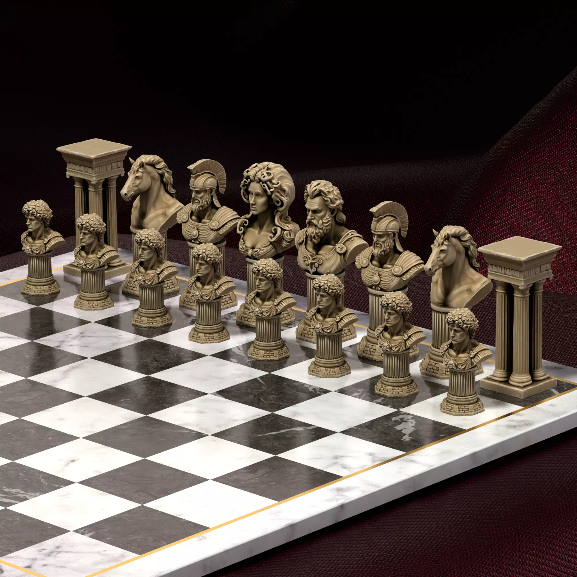 Greek Mythology Chess Set Poseidon Medusa Ares Hercules 3D print model_11