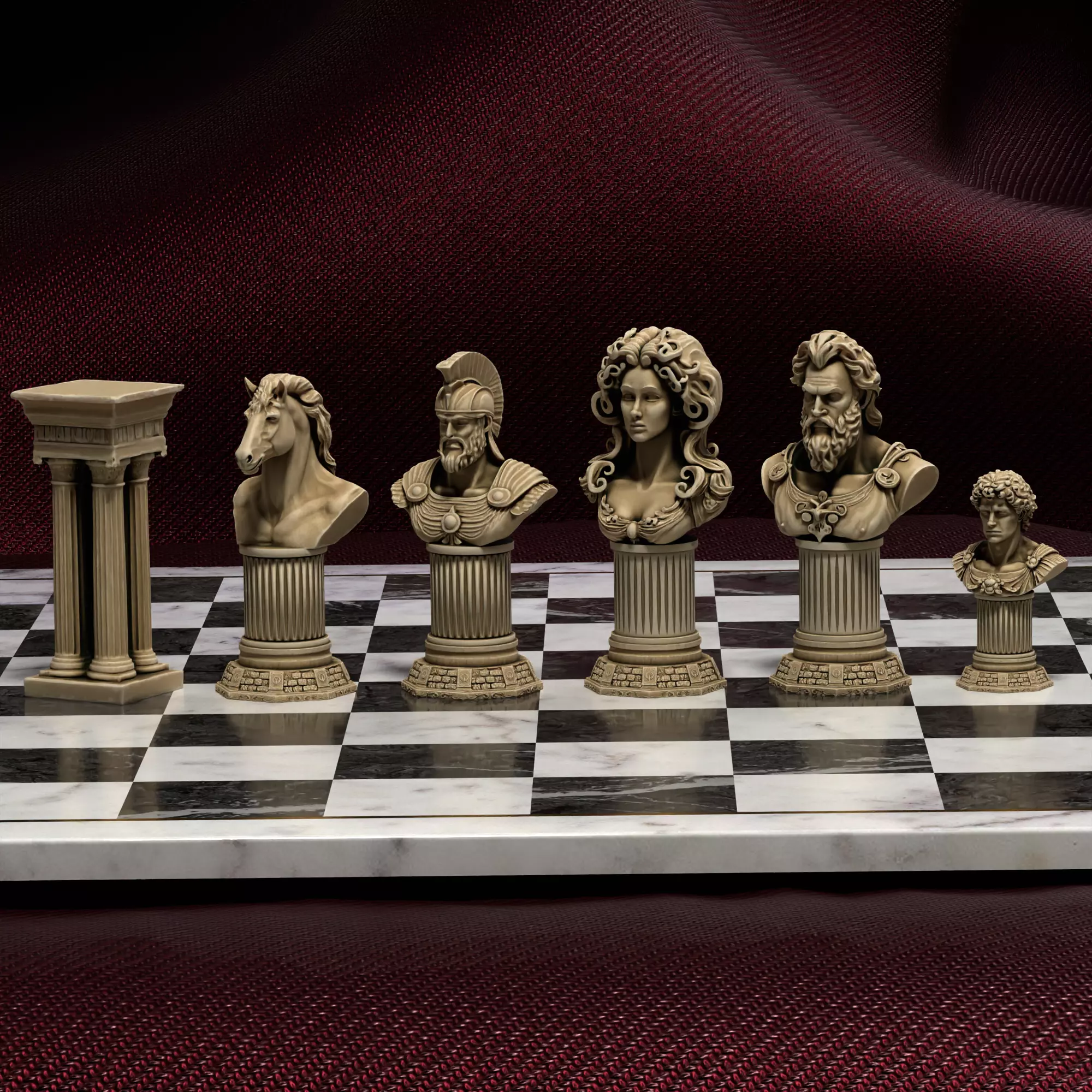 Greek Mythology Chess Set Poseidon Medusa Ares Hercules 3D print model_34