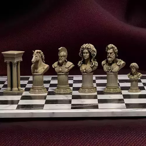 Greek Mythology Chess Set Gods Heroes Ancient Greece 3D print model