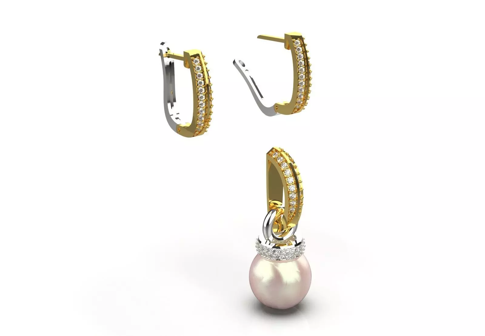 Pearl Drop Earring Set Classic Shine with a Modern Touch ps0012 3D print model