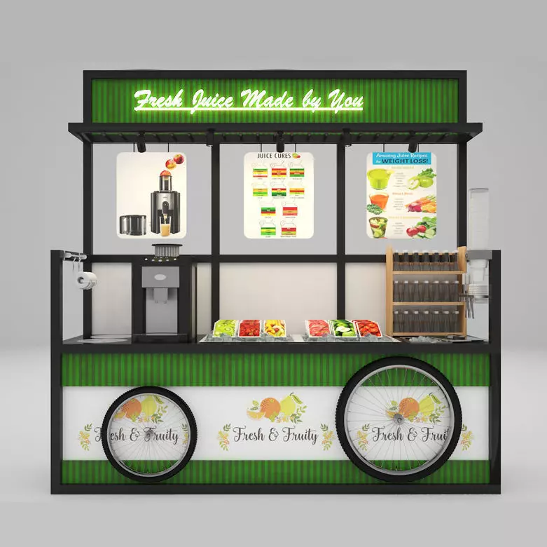 Fresh And Fruity Juice Cart 3D model_1