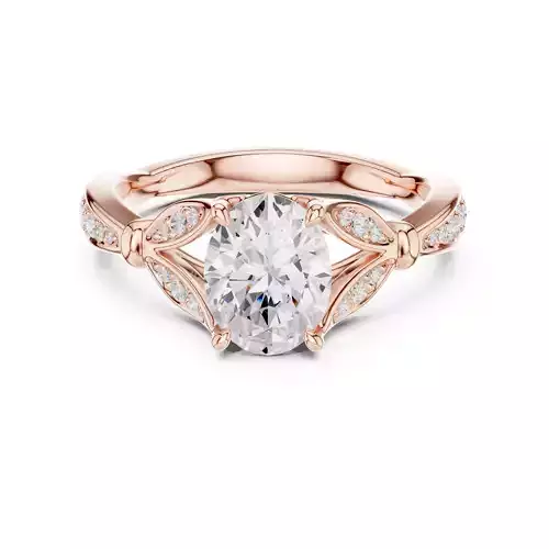 Nature Inspired Split Shank Oval Cut Diamond Ring 3DM STL Video