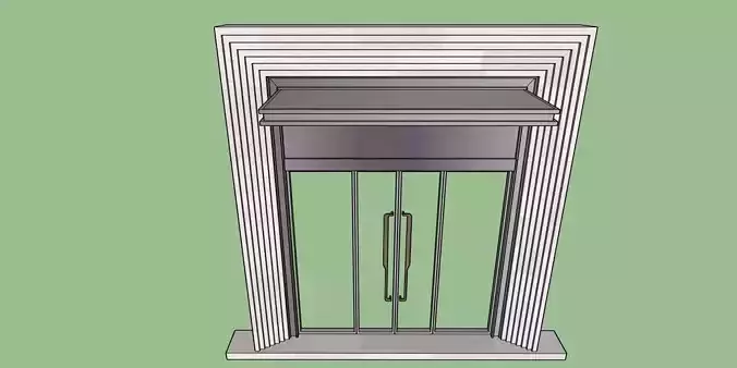 Modern Entrance Door with Pillars 3D Model 3D model