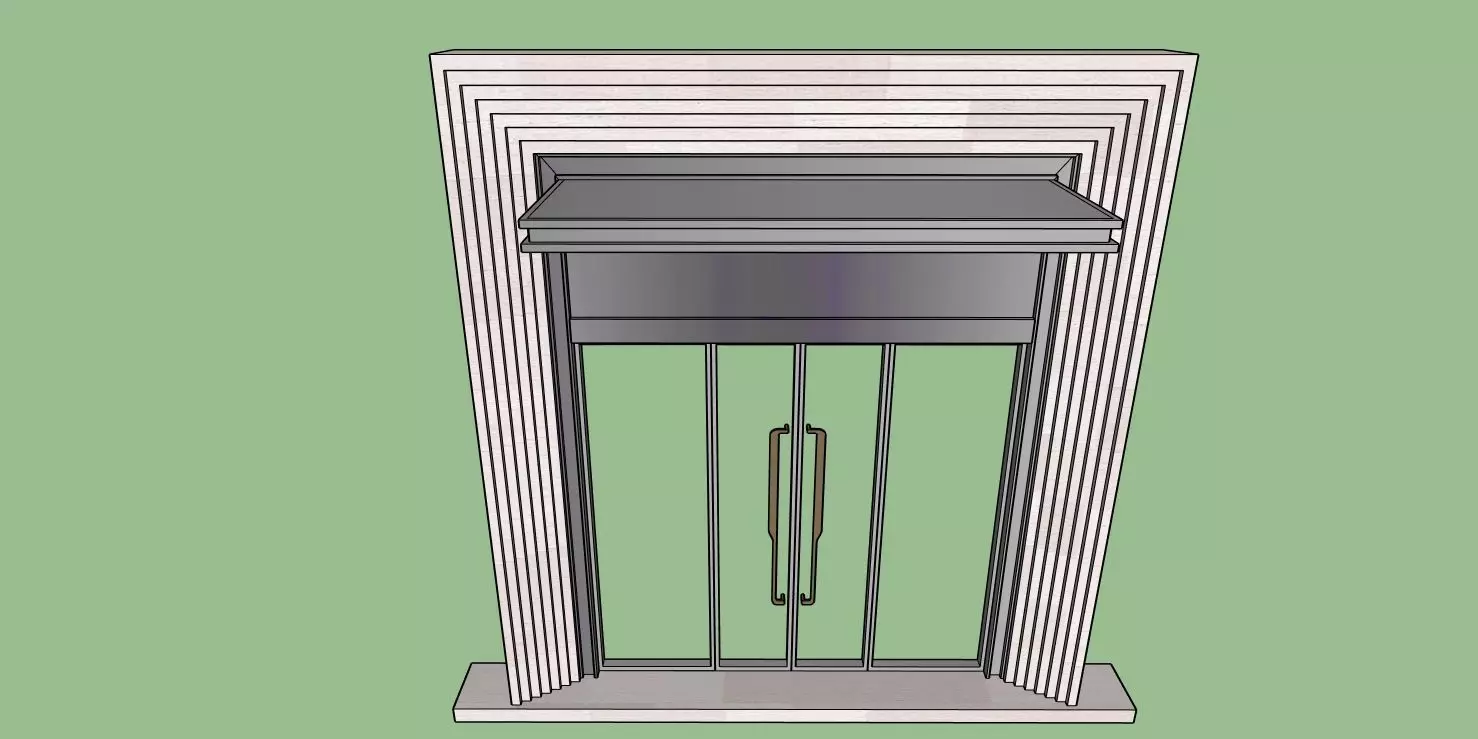 Modern Glass Entrance Door with Pillars SketchUp 3D Model 3D model