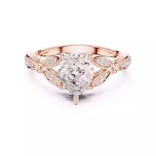 Pear Cut Flower Set Engagement Wedding Ring 3DM STL Video