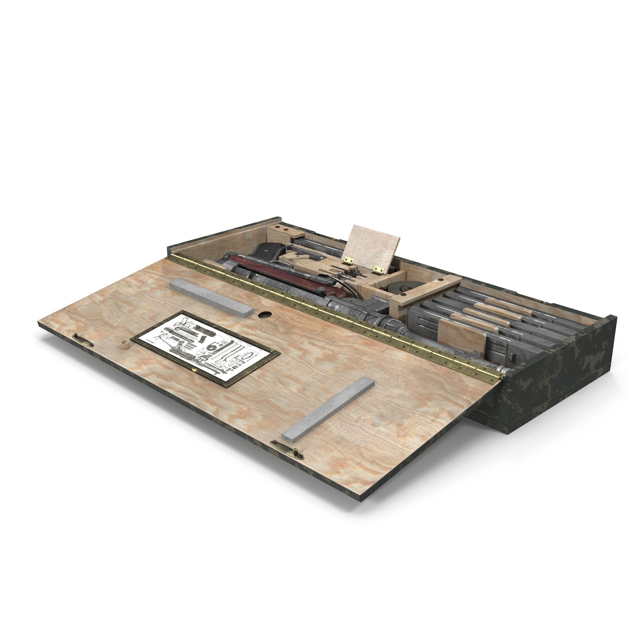 Submachine gun MP40 in a box 3D model_6