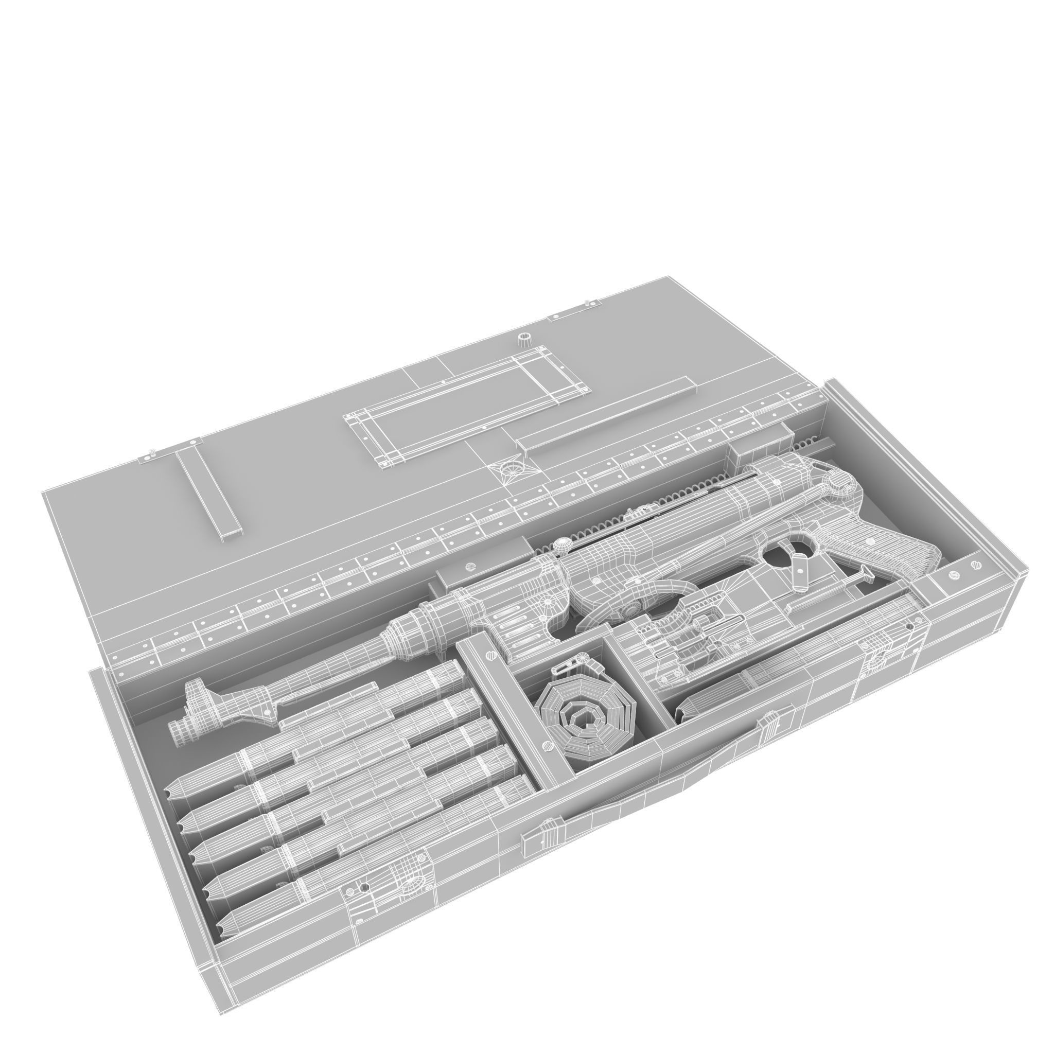 Submachine gun MP40 in a box 3D model_10