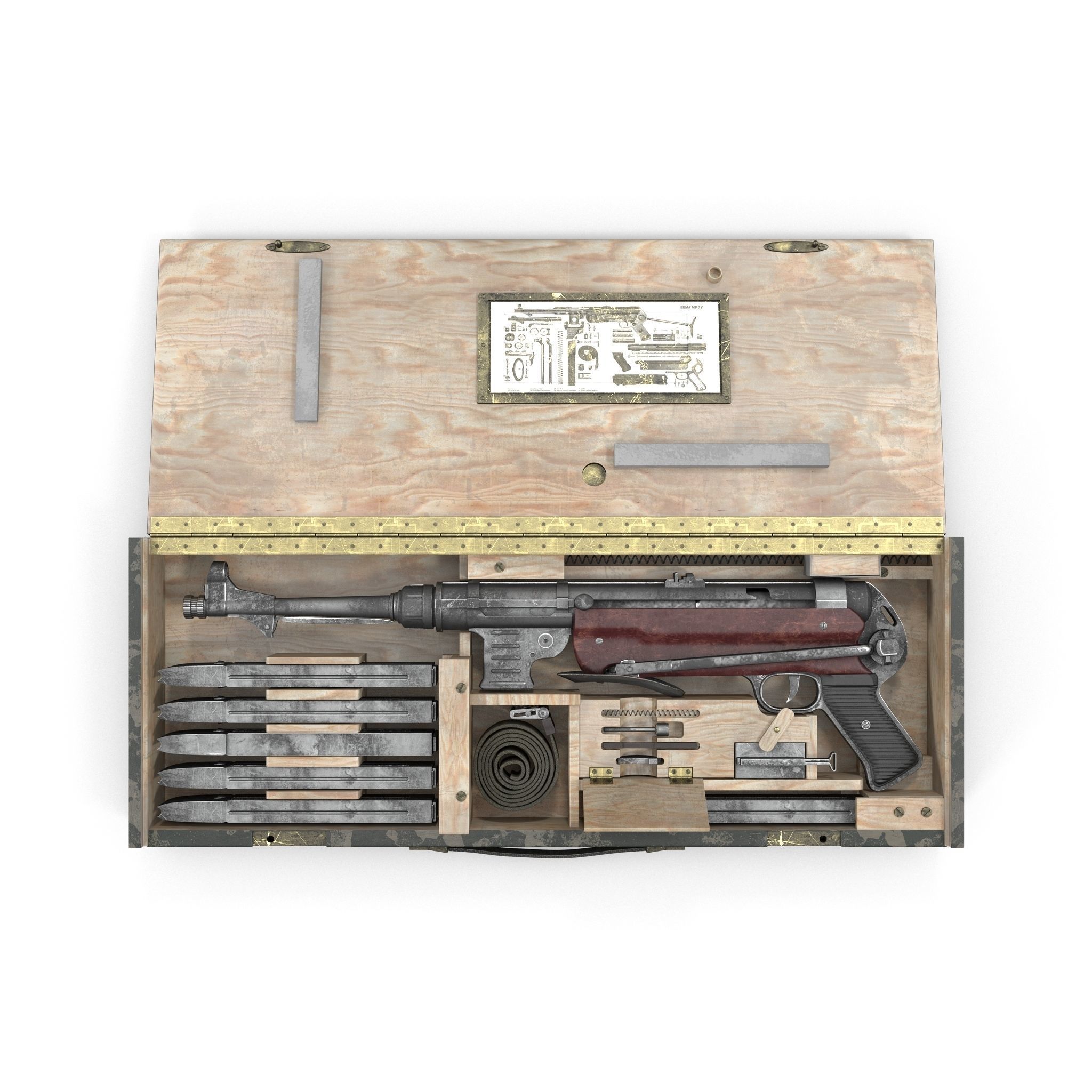 Submachine gun MP40 in a box 3D model_9
