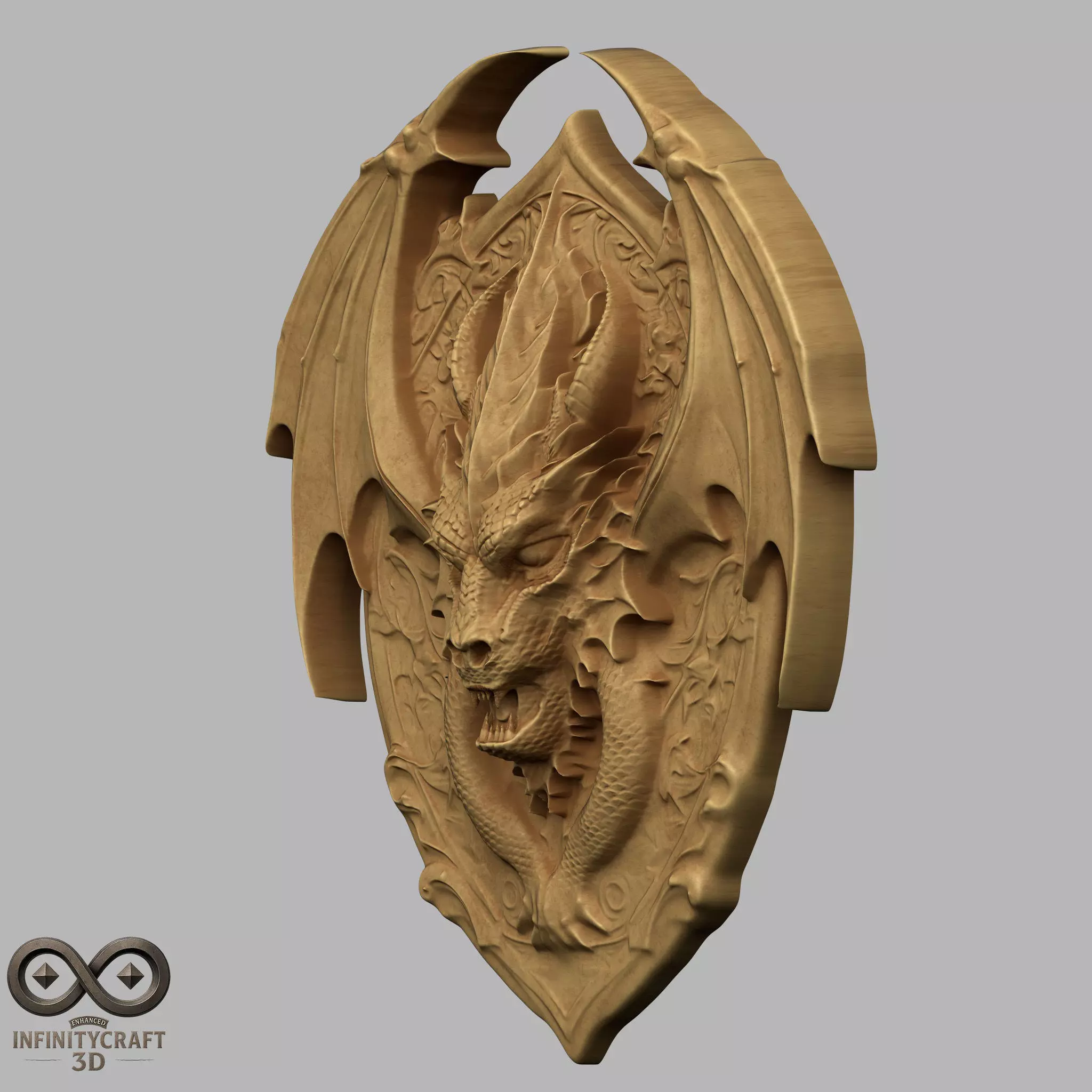 Dragon Head Relief No20  STL file for 3d printing or CNC 3D print model_3