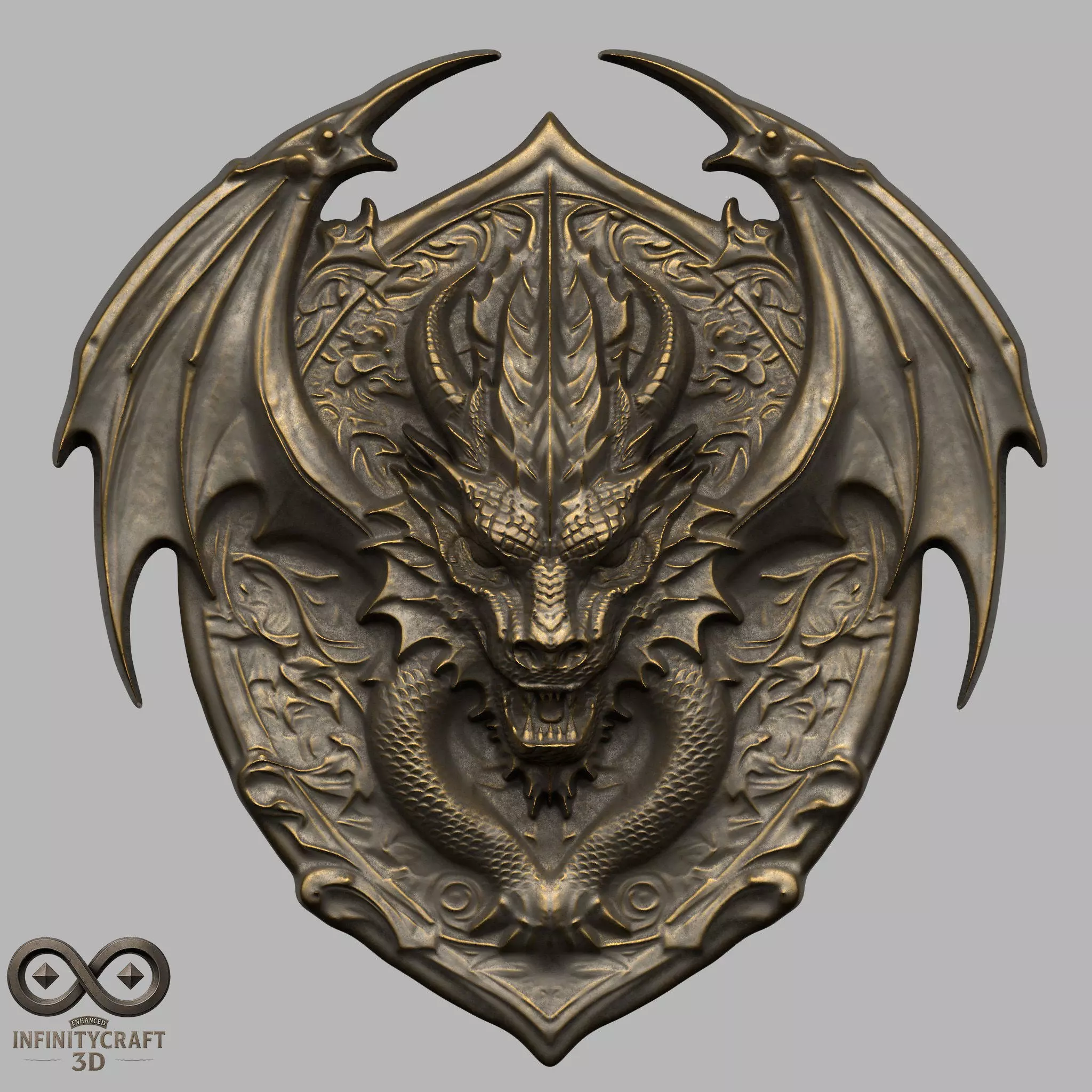 Dragon Head Relief No20  STL file for 3d printing or CNC 3D print model_0