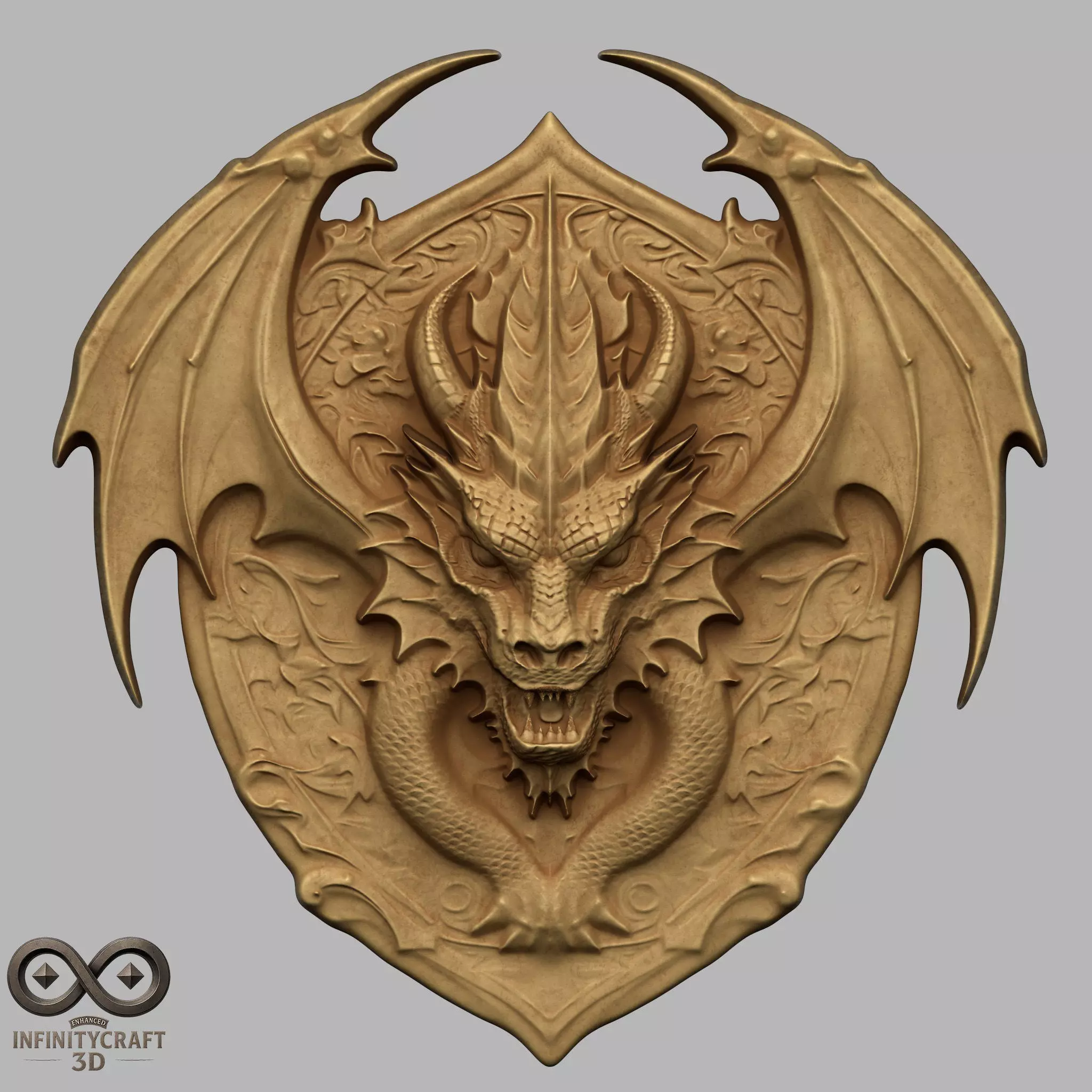 Dragon Head Relief No20  STL file for 3d printing or CNC 3D print model_2