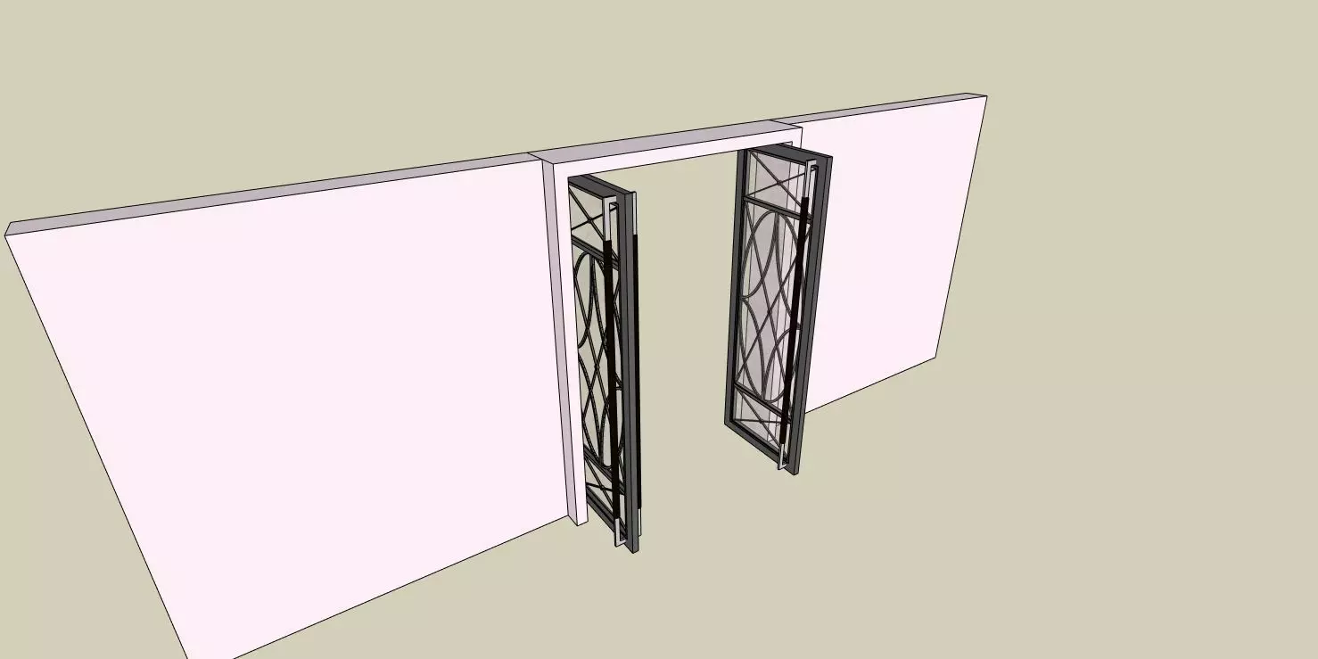 Art Deco Glass Door 3D Model 3D model_3