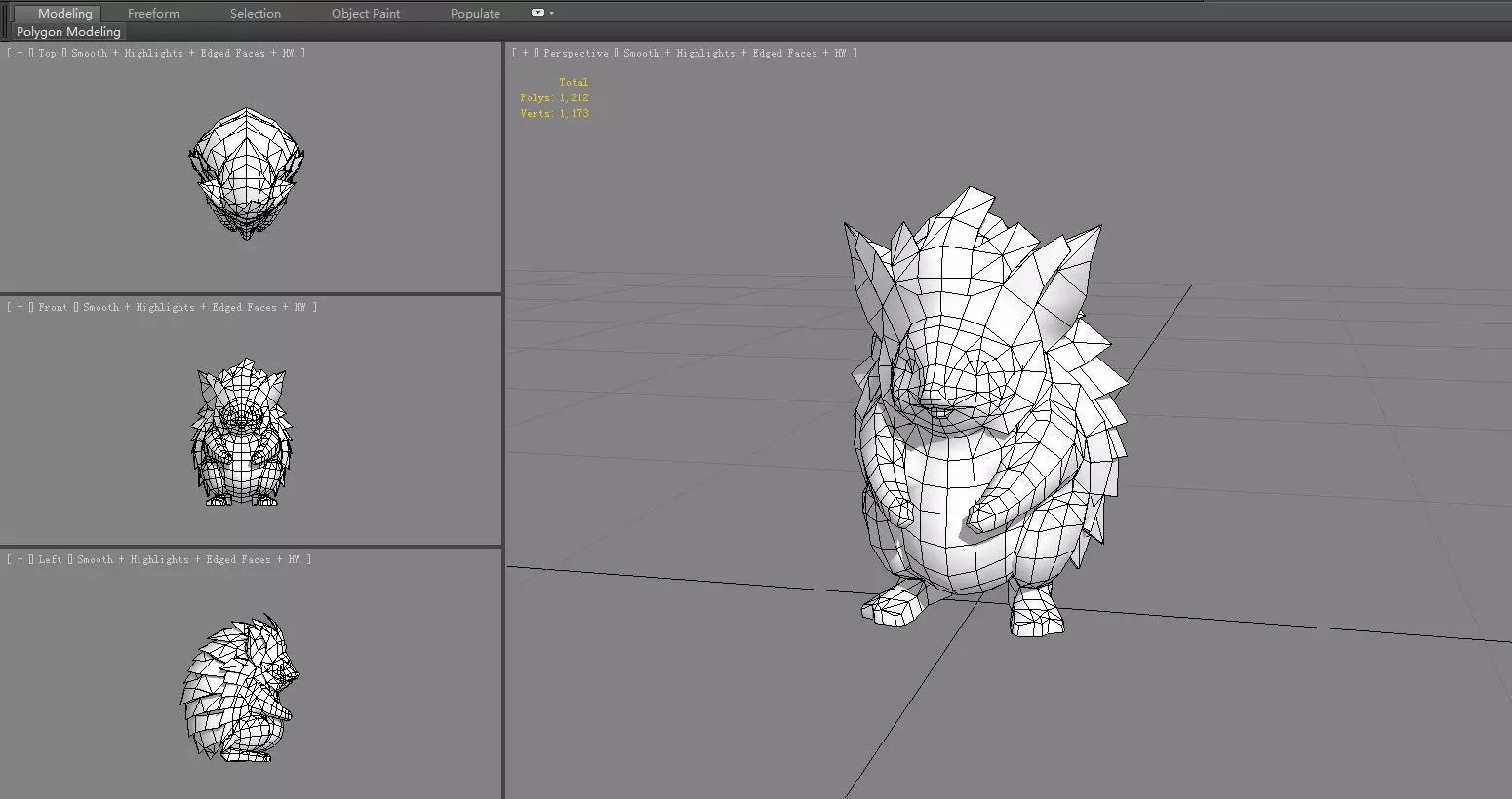 Cartoon Hedgehog Low-poly 3D model_6