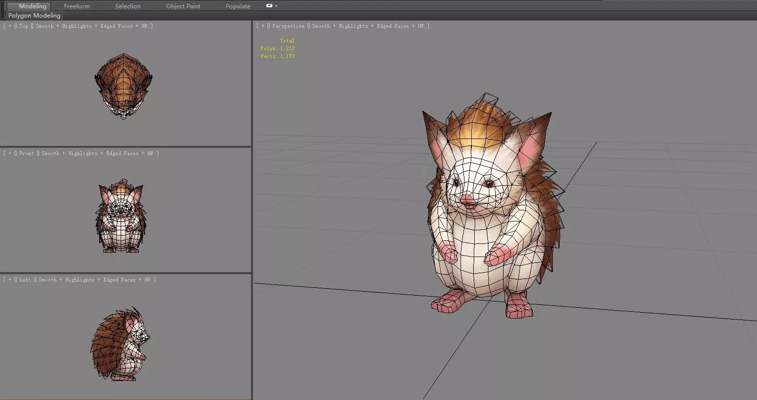Cartoon Hedgehog Low-poly 3D model_5