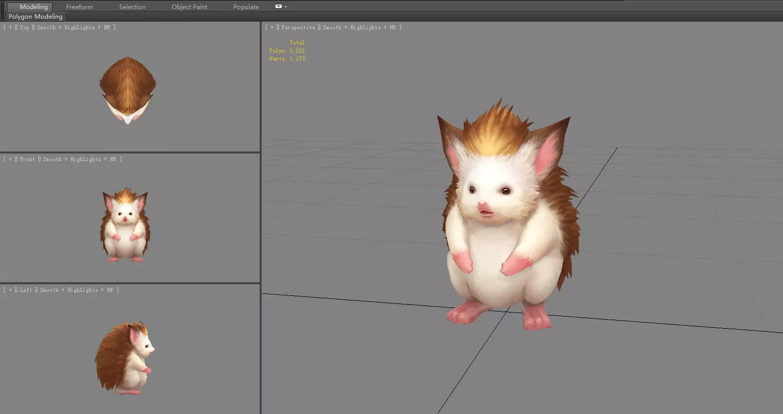 Cartoon Hedgehog Low-poly 3D model_4