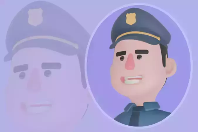 Stylized 3D Male Police Character - Confident Cartoon Officer