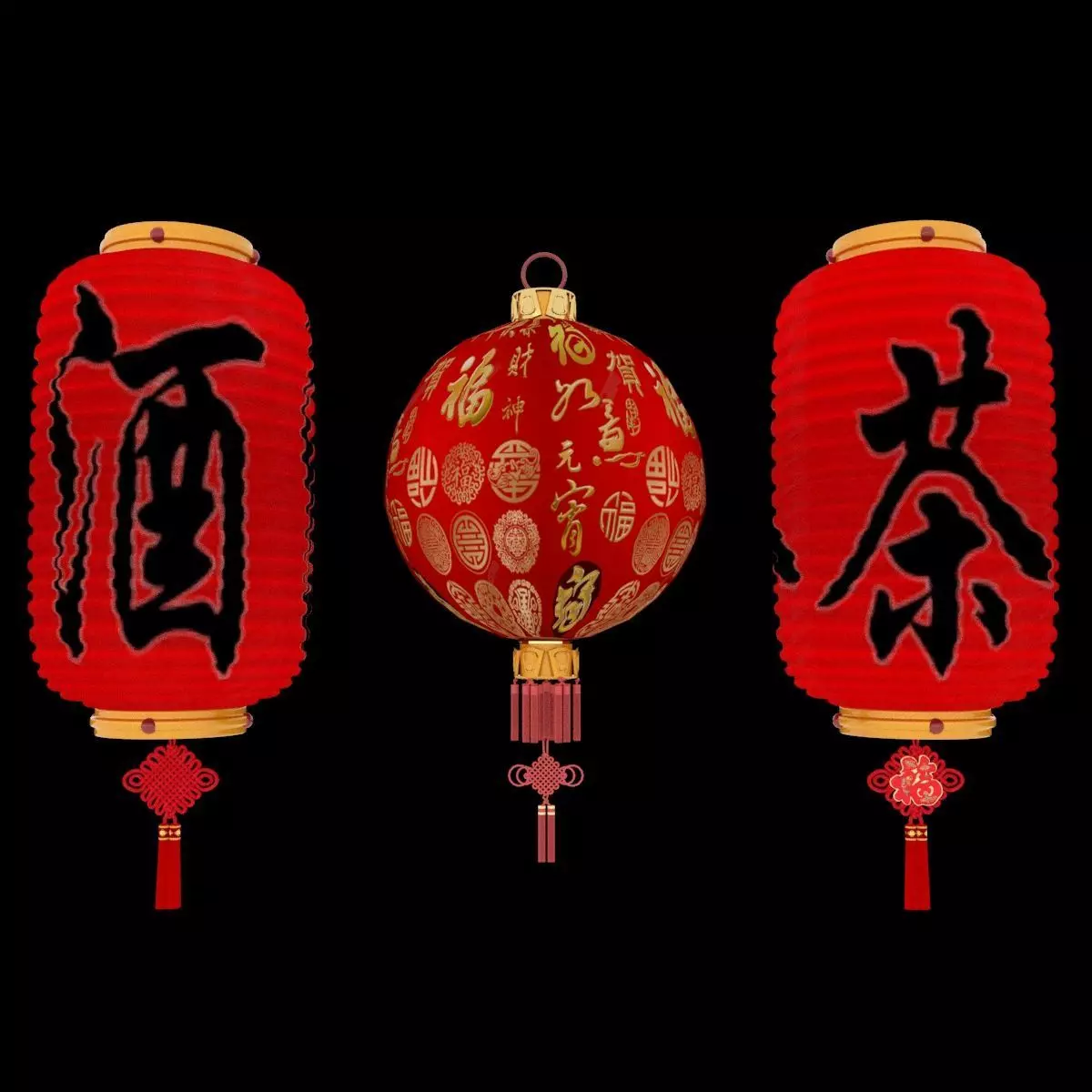 Chinese  red  lantern   3D model_12