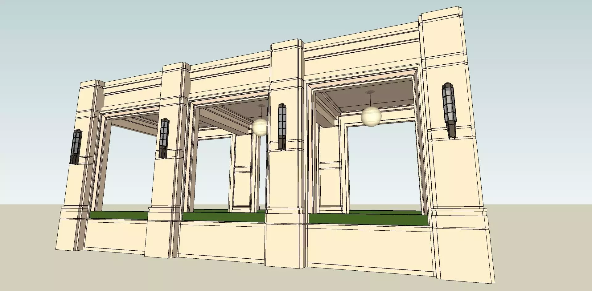 Outdoor Neoclassical Corridor  3D Model 3D model_2