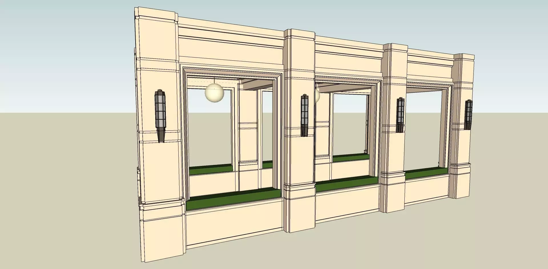 Outdoor Neoclassical Corridor  3D Model 3D model_1