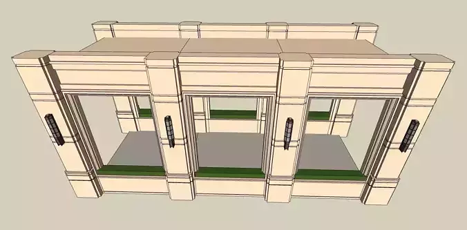 Outdoor Neoclassical Corridor  3D Model 3D model