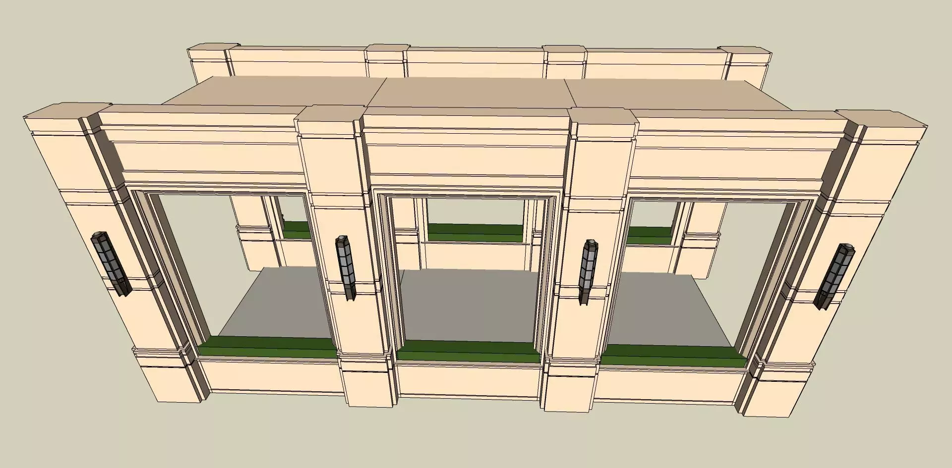 Outdoor Neoclassical Corridor  3D Model 3D model_0